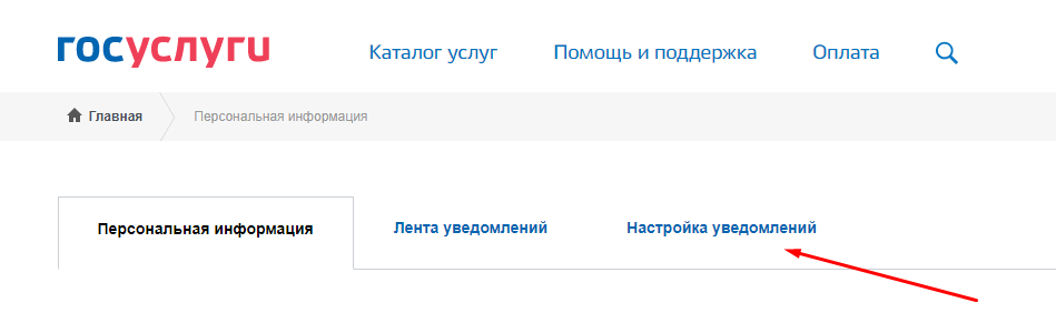 Настройка уведомлений на госуслугах